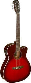 BES-ACE TRB Transparent redburst acoustic-electric auditorium guitar with solid spruce top, Bessie series J.N Guitars