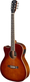 BES-ACE DCB LH Dark cherryburst acoustic-electric auditorium guitar with solid spruce top, left-handed, Bessie J.N Guitars