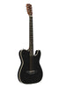 EW3000CBK 4/4 cutaway electric folk guitar with solid spruce body, black J.N Guitars